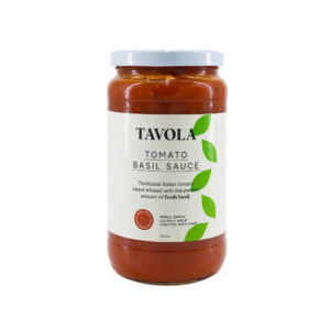 A bottle jar of Tomato Basil Sauce